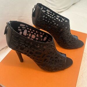 Authentic CHANEL Open Toe Booties Zippers at Heels❤️❤️❤️